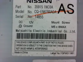 638-51231 INFINITI Audio Radio Receiver Am Fm Stereo Cd